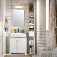 Armadio Colonna bagno, Mobile bagno alto con 2 Ante e 1 cassetto Bianco 20x20x180 BZR160-W