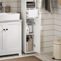 Armadio Colonna bagno, Mobile bagno alto con 2 Ante e 1 cassetto Bianco 20x20x180 BZR160-W