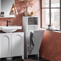 Mobile portabiancheria da Bagno Mobiletto bagno Bianco 30x30x97cm BZR161-W