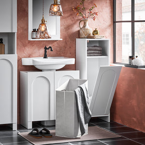 Mobile portabiancheria da Bagno Mobiletto bagno Bianco 30x30x97cm BZR161-W