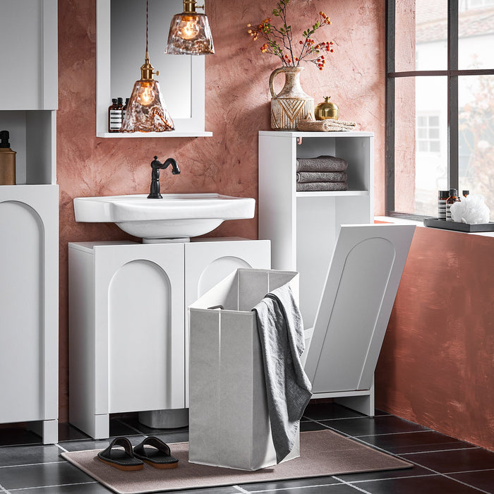 Mobile portabiancheria da Bagno Mobiletto bagno Bianco 30x30x97cm BZR161-W