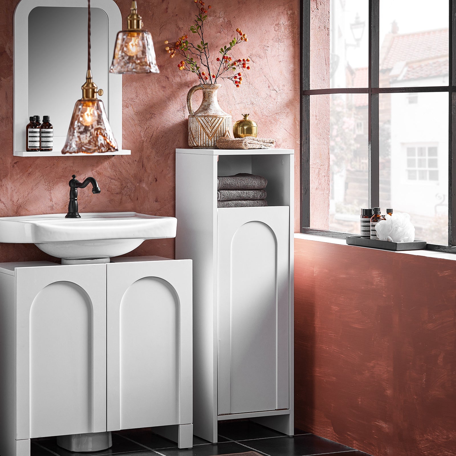 Mobile portabiancheria da Bagno Mobiletto bagno Bianco 30x30x97cm BZR161-W