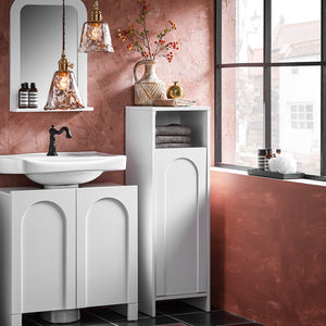 Mobile portabiancheria da Bagno Mobiletto bagno Bianco 30x30x97cm BZR161-W