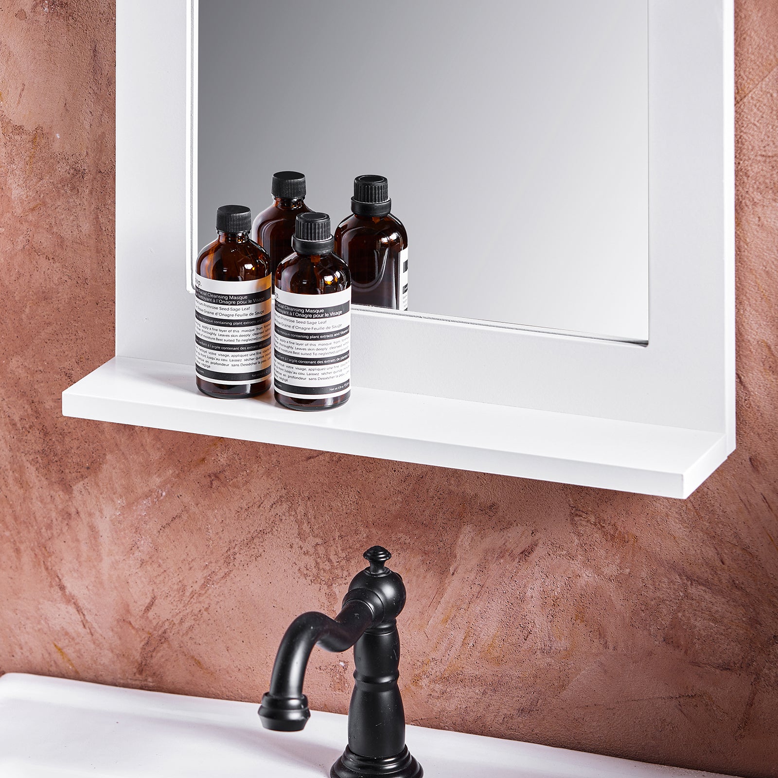 Specchio Bagno Specchio Da Parete Mensola Bagno A Muro Bianco 38x9x54cm BZR162-W