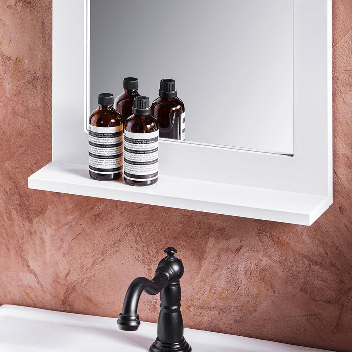 Specchio Bagno Specchio Da Parete Mensola Bagno A Muro Bianco 38x9x54cm BZR162-W