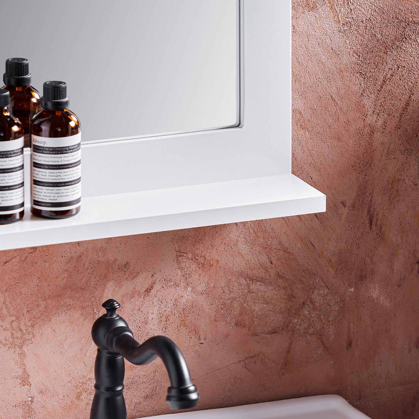 Specchio Bagno Specchio Da Parete Mensola Bagno A Muro Bianco 38x9x54cm BZR162-W