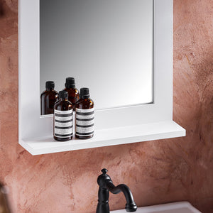 Specchio Bagno Specchio Da Parete Mensola Bagno A Muro Bianco 38x9x54cm BZR162-W