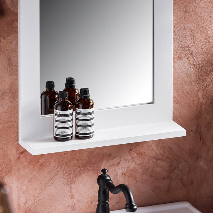 Specchio Bagno Specchio Da Parete Mensola Bagno A Muro Bianco 38x9x54cm BZR162-W