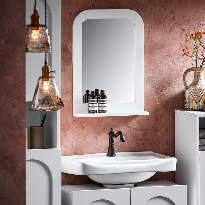 Specchio Bagno Specchio Da Parete Mensola Bagno A Muro Bianco 38x9x54cm BZR162-W