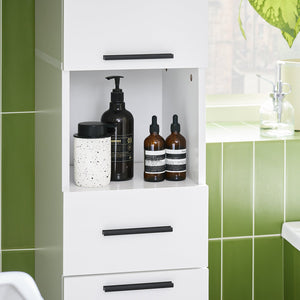 Mobile alto con 2 ante e 6 scomparti Mobile portaoggetti per bagno Mobiletto da bagno con scomparti aperti Bianco 30x31x182cm BZR166-W