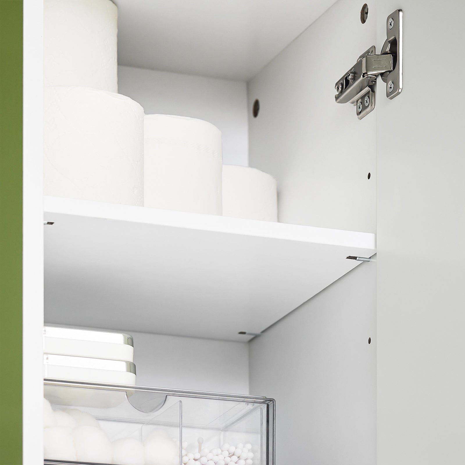 Mobile alto con 2 ante e 6 scomparti Mobile portaoggetti per bagno Mobiletto da bagno con scomparti aperti Bianco 30x31x182cm BZR166-W