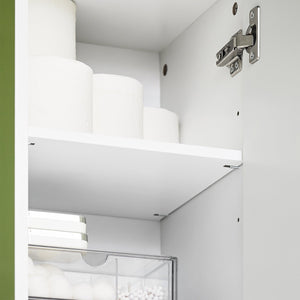 Mobile alto con 2 ante e 6 scomparti Mobile portaoggetti per bagno Mobiletto da bagno con scomparti aperti Bianco 30x31x182cm BZR166-W