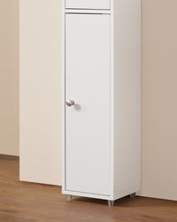 SoBuy Armadio colonna bagno, Mobile alto con 2 Ante e 1 cassetto, Mobiletto salvaspazio per Bagno, Lavanderia, WC o Cucina 20x20x180 Bianco Lucido BZR167-GW