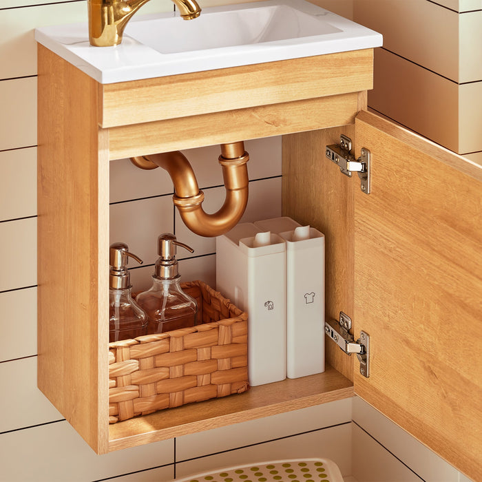 Mobili da bagno sospeso Mobile lavabo con 1 anta Naturale 41x25x52cm BZR169-N