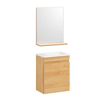 Set arredo da bagno Specchio a parete+ Mobile lavabo Naturale BZR169-SET
