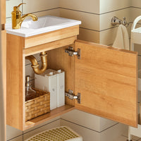 Set arredo da bagno Specchio a parete+ Mobile lavabo Naturale BZR169-SET
