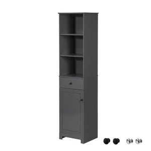 Mobile Alto Colonna Bagno salvasapzio con cassetto e armadietto L40*P35*A161cm Grigio BZR17-DG