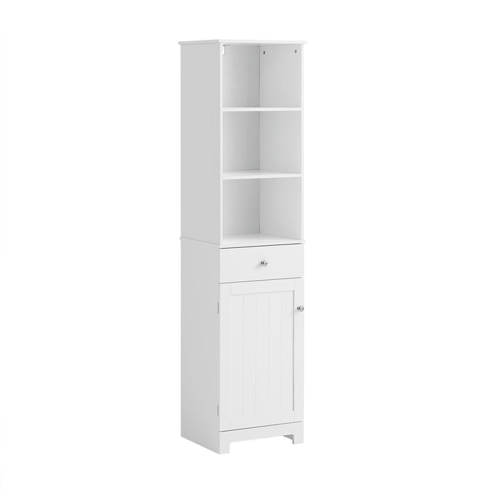 Mobile Alto Colonna Bagno salvasapzio con cassetto e armadietto L40*P35*A161cm Bianco BZR17-W