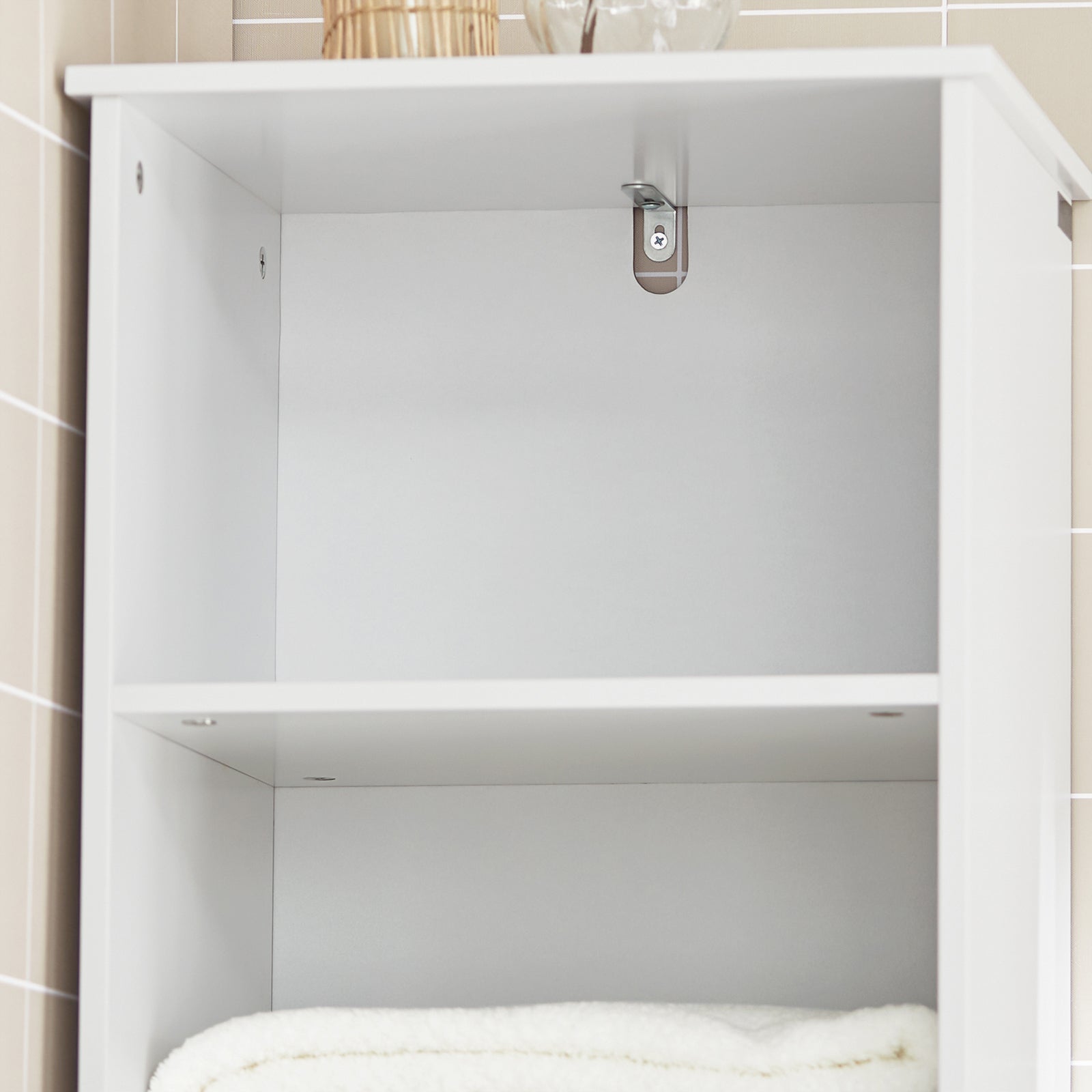 Mobile Alto Colonna Bagno salvasapzio con cassetto e armadietto L40*P35*A161cm Bianco BZR17-W