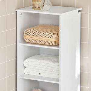 Mobile Alto Colonna Bagno salvasapzio con cassetto e armadietto L40*P35*A161cm Bianco BZR17-W