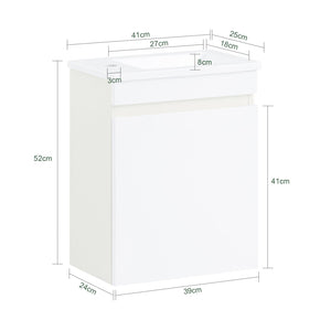 Mobili da bagno sospeso Mobile lavabo con 1 anta Bianco 41x25x52cm BZR170-W