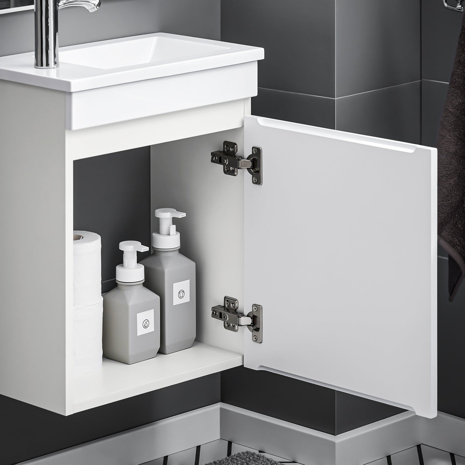 Mobili da bagno sospeso Mobile lavabo con 1 anta Bianco 41x25x52cm BZR170-W
