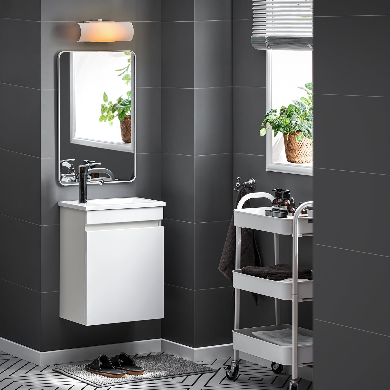 Mobili da bagno sospeso Mobile lavabo con 1 anta Bianco 41x25x52cm BZR170-W