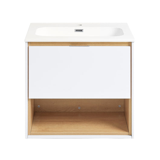 Mobili da bagno sospeso Mobile lavabo con 1 cassetto Bianco-Naturale 61x46x59 cm BZR171-N