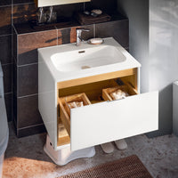 Mobili da bagno sospeso Mobile lavabo con 1 cassetto Bianco-Naturale 61x46x59 cm BZR171-N