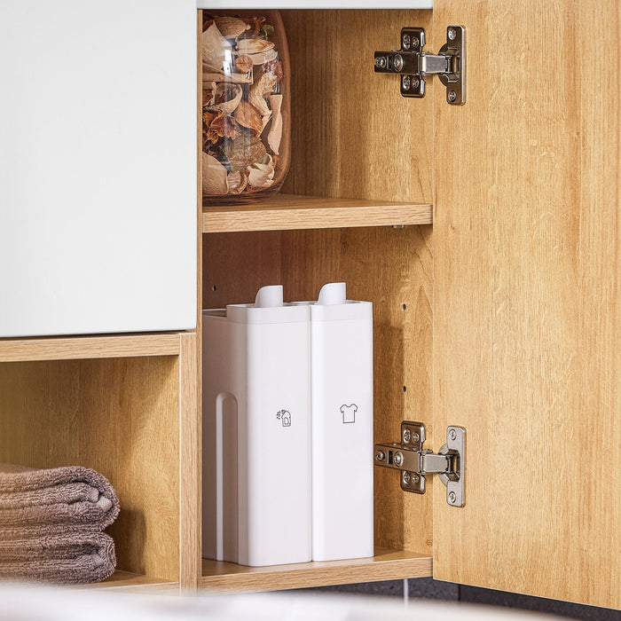 Mobile base per lavabo con 1 cassetto e 1 anta Mobile da bagno Bianco-Naturale 80x46x54cm BZR178-WN