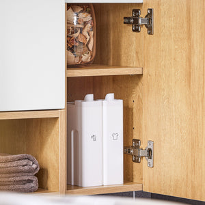 Mobile base per lavabo con 1 cassetto e 1 anta Mobile da bagno Bianco-Naturale 80x46x54cm BZR178-WN