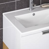 Mobile base per lavabo con 1 cassetto e 1 anta Mobile da bagno Bianco-Naturale 80x46x54cm BZR178-WN