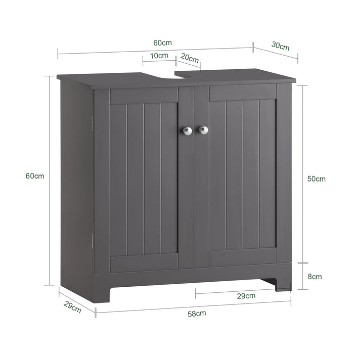 Mobile sottolavabo per Bagno con 2 Ante mobili bagno L60*P30*A60 cm Grigio BZR18-DG