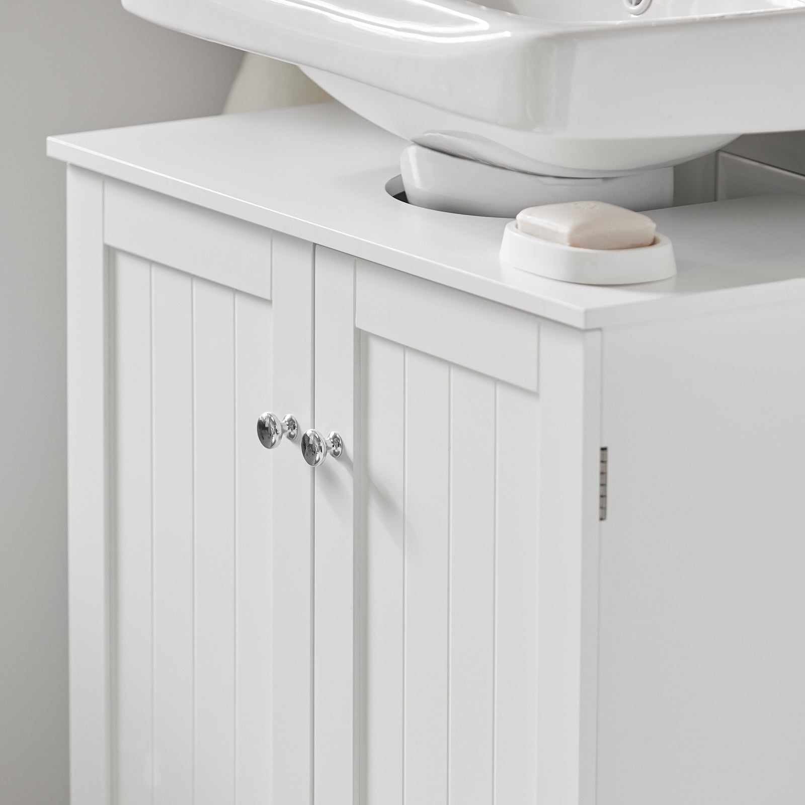 Mobile sottolavabo per Bagno con 2 Ante L60*P30*A60 cm, Bianco, BZR18-II-W SoBuy