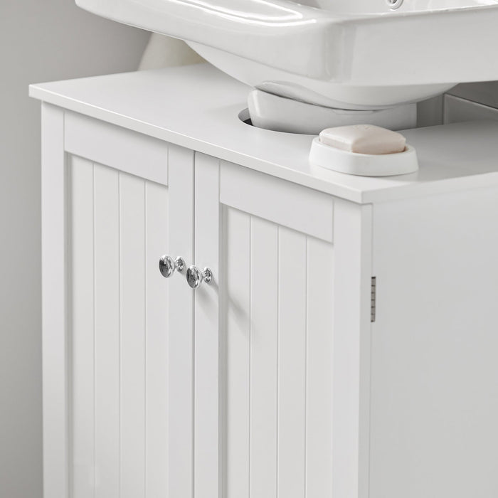Mobile sottolavabo per Bagno con 2 Ante L60*P30*A60 cm, Bianco, BZR18-II-W SoBuy