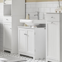 Mobile sottolavabo per Bagno con 2 Ante L60*P30*A60 cm, Bianco, BZR18-II-W SoBuy