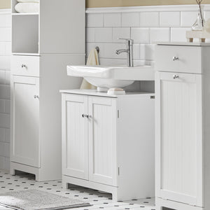 Mobile sottolavabo per Bagno con 2 Ante L60*P30*A60 cm, Bianco, BZR18-II-W SoBuy