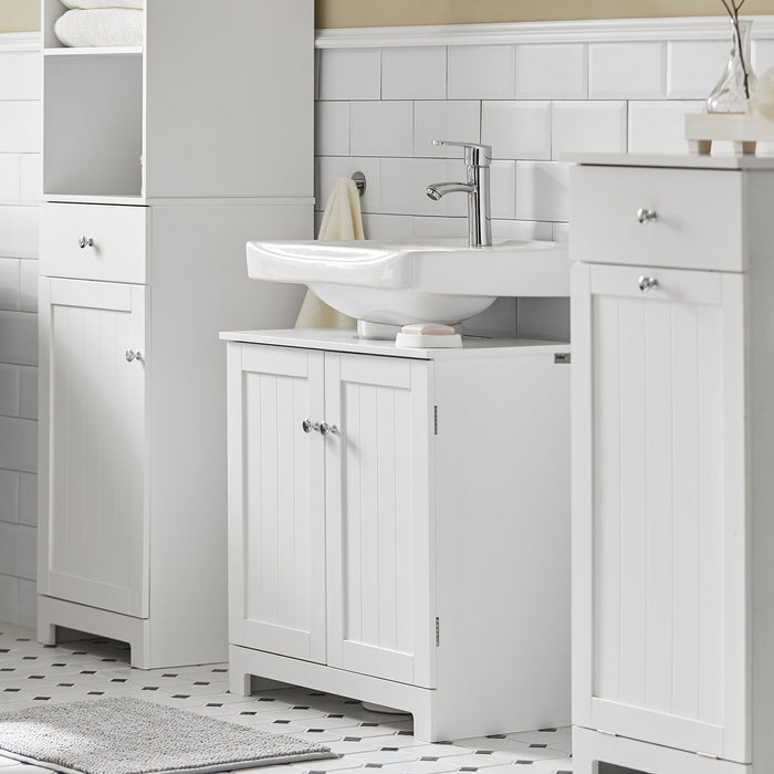 Mobile sottolavabo per Bagno con 2 Ante L60*P30*A60 cm, Bianco, BZR18-II-W SoBuy