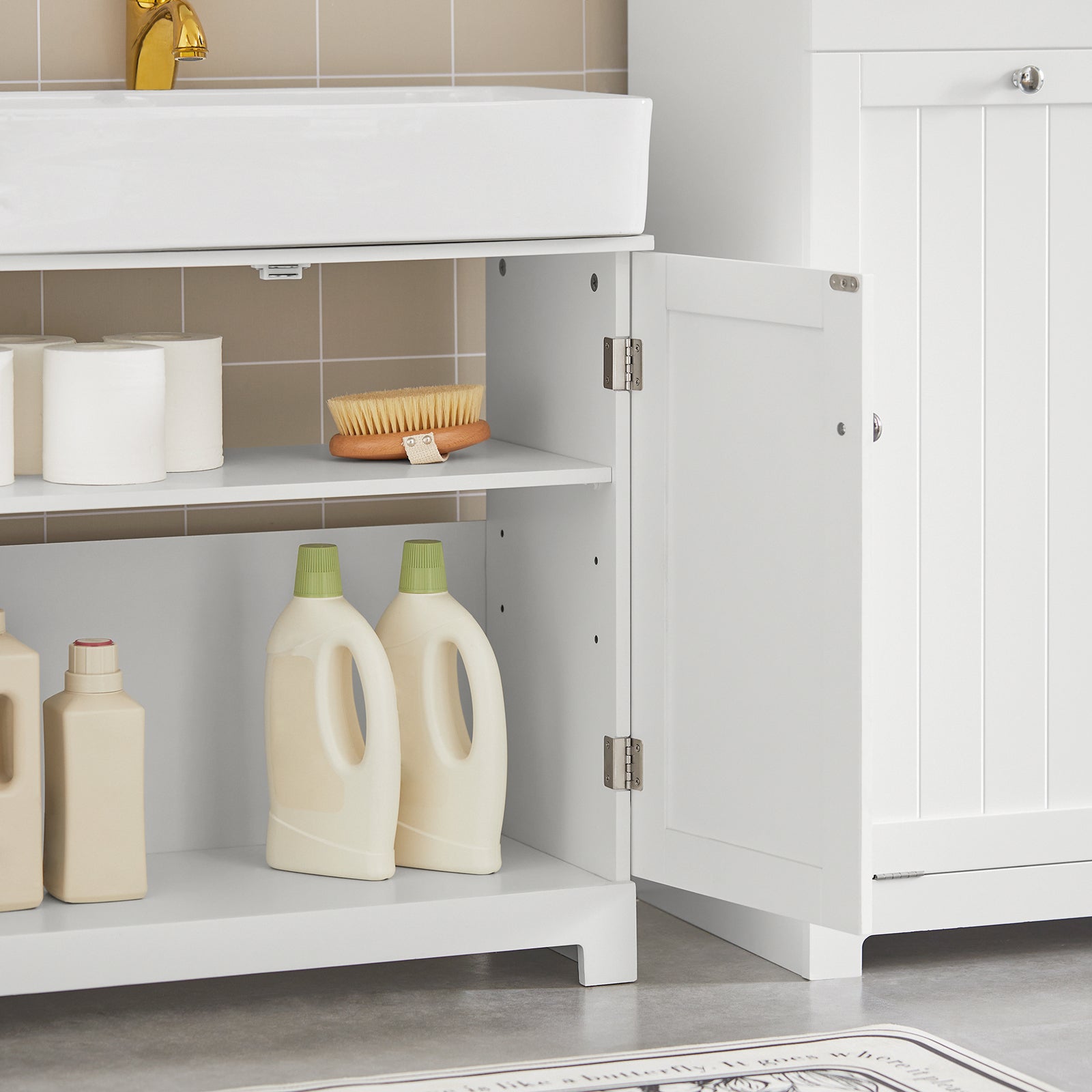 Mobile sottolavabo per Bagno con 2 Ante mobili bagno L60*P30*A60 cm Bianco BZR18-W