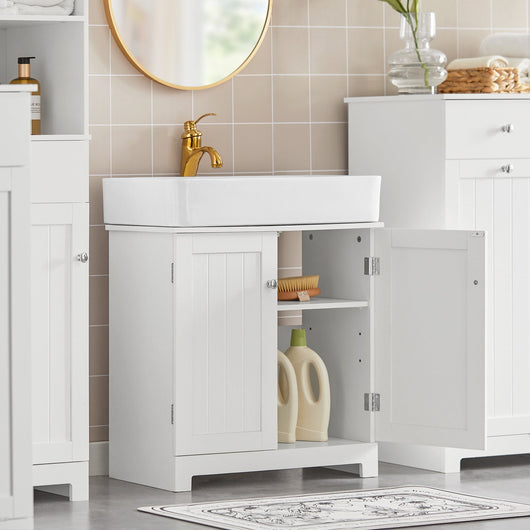 Mobile sottolavabo per Bagno con 2 Ante mobili bagno L60*P30*A60 cm Bianco BZR18-W