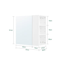 SoBuy Pensile Mobiletto a specchio Mobiletto portaoggetti con scomparti aperti Bianco 57x30x61 cm BZR184-W