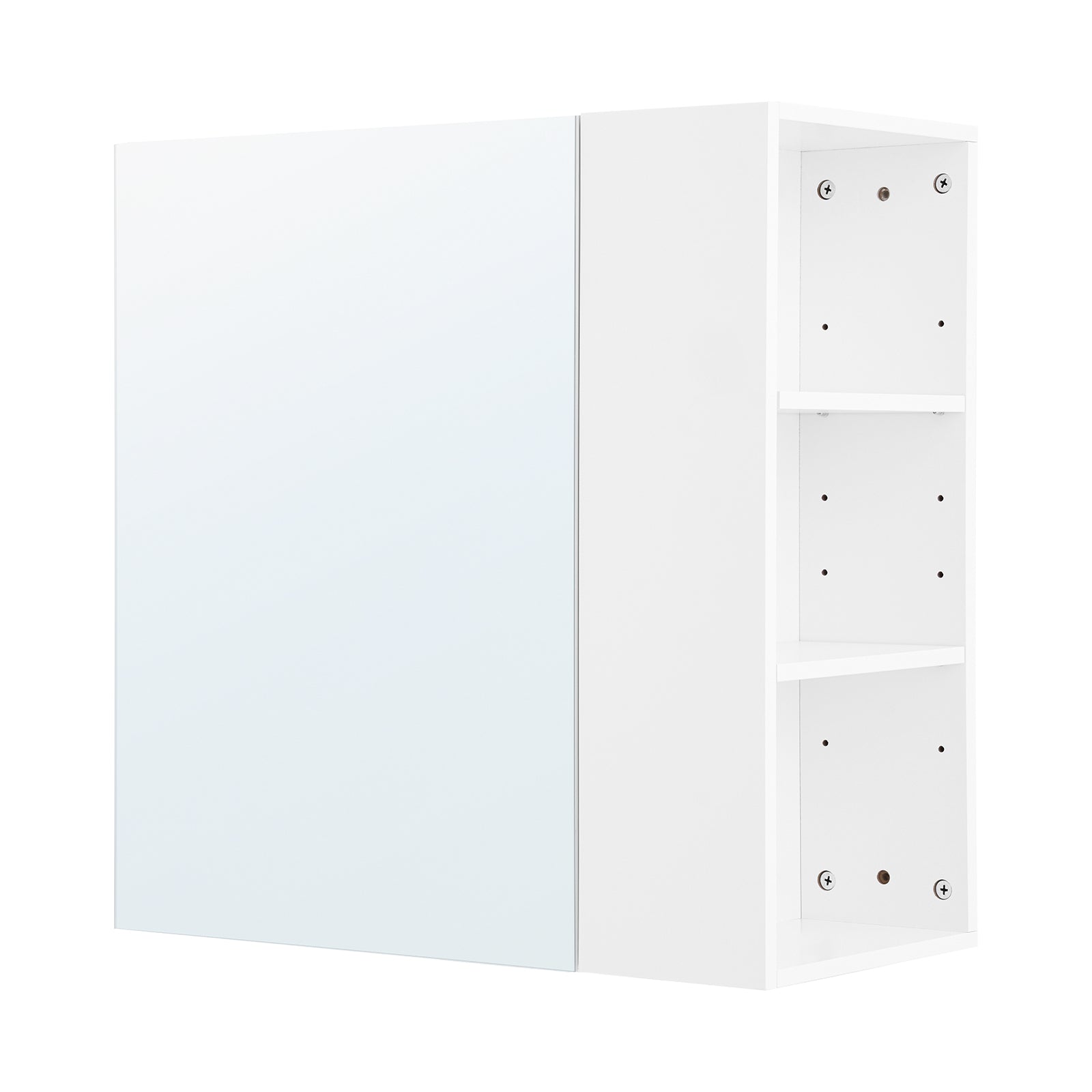 SoBuy Pensile Mobiletto a specchio Mobiletto portaoggetti con scomparti aperti Bianco 57x30x61 cm BZR184-W