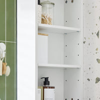 SoBuy Pensile Mobiletto a specchio Mobiletto portaoggetti con scomparti aperti Bianco 57x30x61 cm BZR184-W