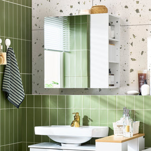 SoBuy Pensile Mobiletto a specchio Mobiletto portaoggetti con scomparti aperti Bianco 57x30x61 cm BZR184-W