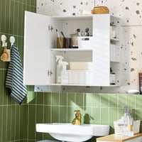 SoBuy Pensile Mobiletto a specchio Mobiletto portaoggetti con scomparti aperti Bianco 57x30x61 cm BZR184-W