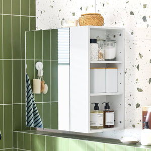 SoBuy Pensile Mobiletto a specchio Mobiletto portaoggetti con scomparti aperti Bianco 57x30x61 cm BZR184-W