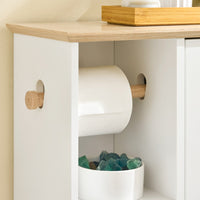 SoBuy Mobile Bagno Compatto con Sportello e Mensole – Armadietto Stretto per WC o Lavabo – Bianco, 50x21x86 cm BZR189-W