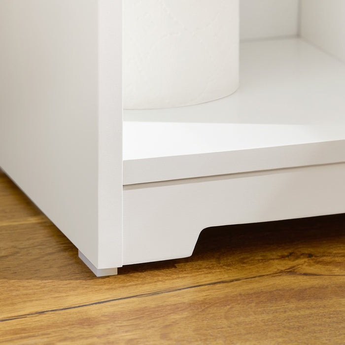 SoBuy Mobile Bagno Compatto con Sportello e Mensole – Armadietto Stretto per WC o Lavabo – Bianco, 50x21x86 cm BZR189-W