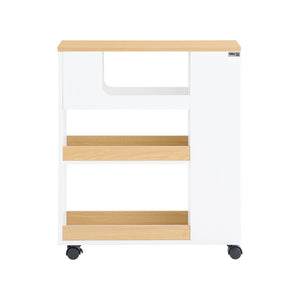 SoBuy Carrellino Salvaspazio Mobile Bagno con Rotelle Porta Carta Igienica e Scopino Bianco-Naturale 20x60x71cm BZR190-WN