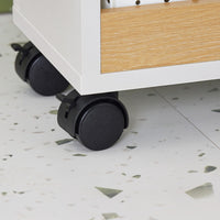 SoBuy Mobiletto Bagno Salvaspazio con Ruote Colonna Stretto 3 Ripiani con Uscita Carta, Scomparto Porta Scopino Armadietto Lavanderia per WC Bianco Legno 60x20x71cm BZR190-WN